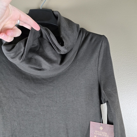 Fair Indigo Organic Pima Cotton Cowlneck Dress Size Small - Picture 3 of 12